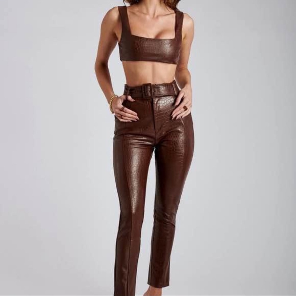 Chocolate brown faux pants and top